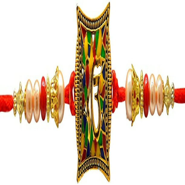 Pack of 4 White Beads & Stone Rakhi Bracelet for Brother on Raksha bandhan Multicolor Beads Traditional Rakhi Thread 